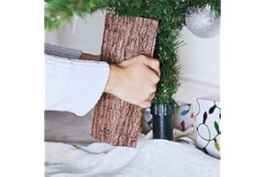 THE CHRISTMAS TREE HUGGER Realistic Faux Brown Bark Xmas Tree Skirt Hides Fake Pole, By Christmas Tree Hugger