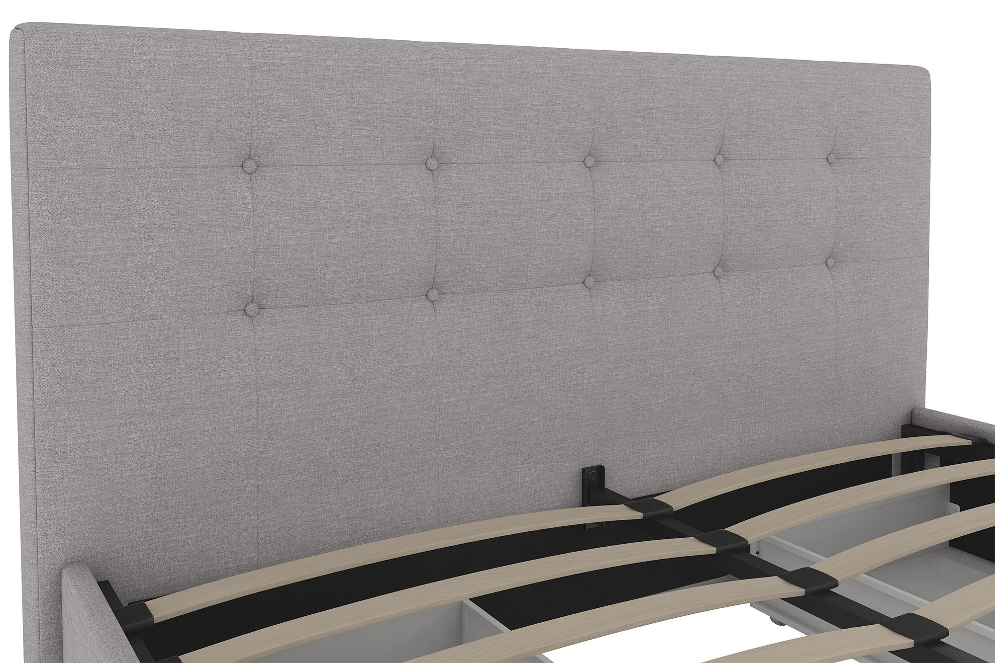 DHP Rose Upholstered Bed with Storage, Gray Linen, Queen (