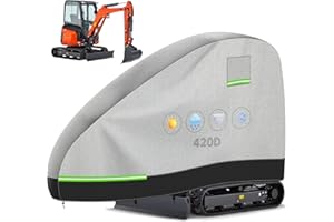 DTNESS Mini Excavator Cover, 420D Oxford Waterproof Sun Rain Dust Snow Protection Full Cover w/Zipper Door, Reflective Strip for Bobcat E20/Kubota KX015-4/John Deere 17 P/Takeuchi TB210R/Yanmar ViO17