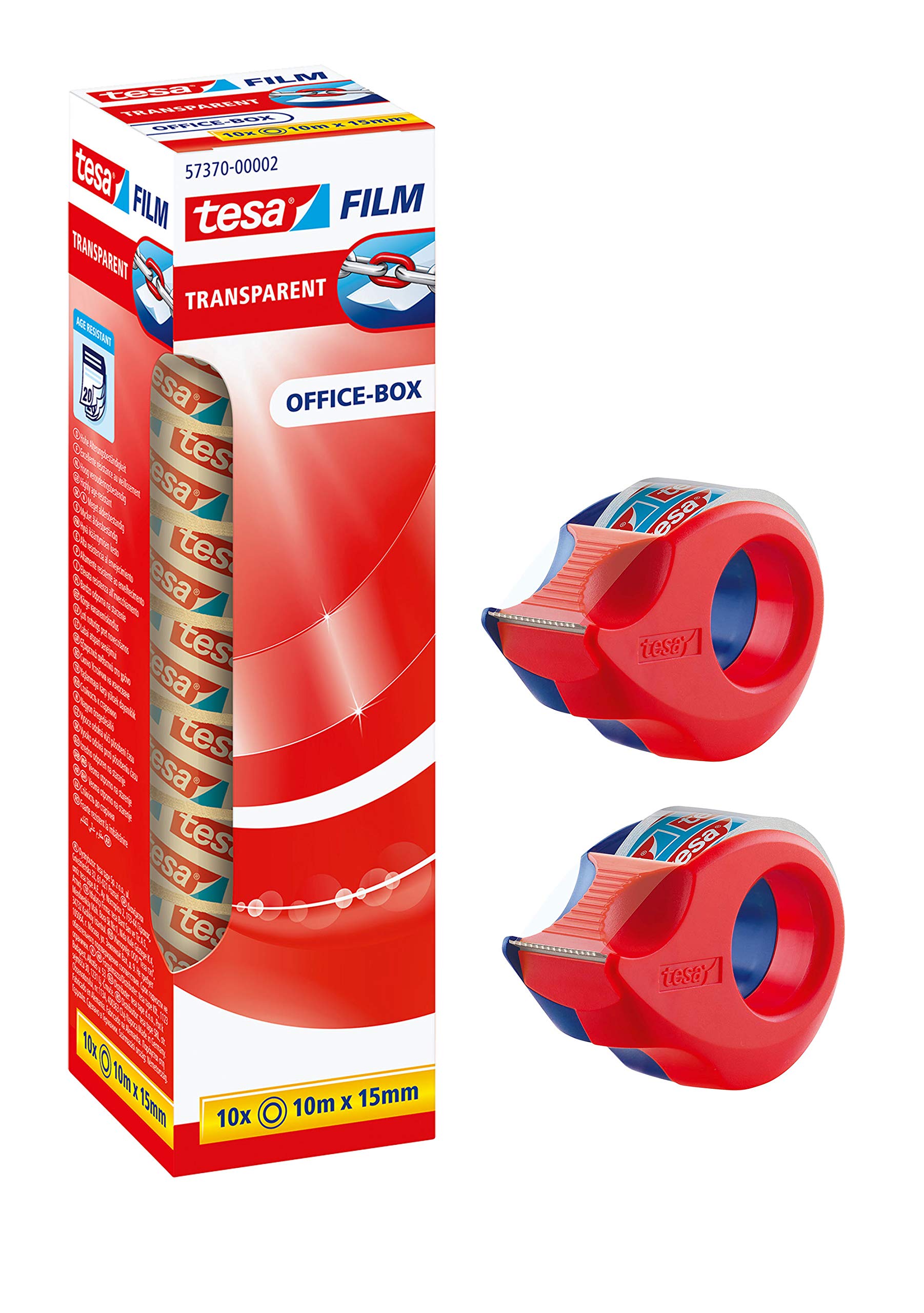 Tesa Film Transparent 10 m x 15 mm 10 Rolls (+ 2 Mini Hand Dispenser )
