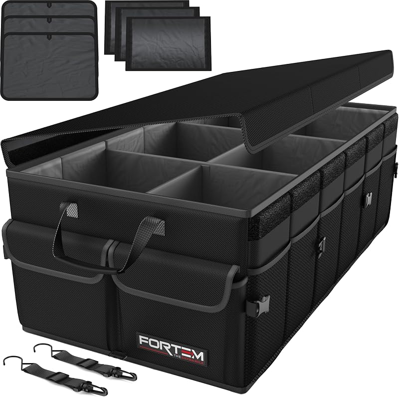 FORTEM Car Boot Organiser Collapsible SUV Storage 600D Oxford Non Slip