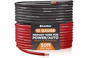 InstallGear 10 Gauge AWG CCA Power Ground Wire Cable (50ft Black & Red) Welding Wire, Battery Cable, Automotive RV Wiring, Ca