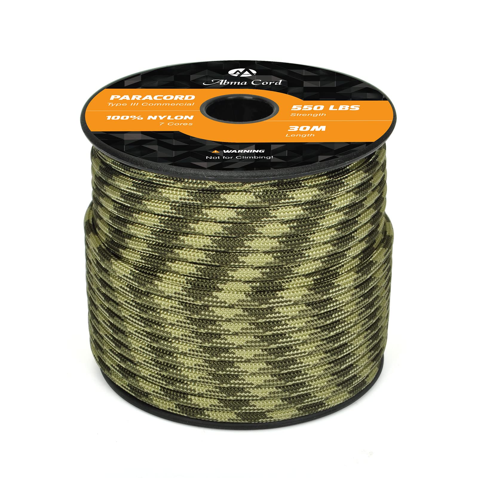 Abma Cord Paracord 550 4mm Nylon Rope Type III 7 Strands Parachute Cord - Max. 250kg (550lbs) - Military Camo Series