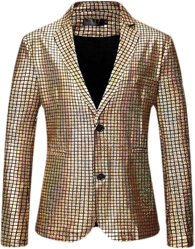 Mens Notched Collar TwoButtons Slim Fashion Club Blazer Suit Jackets