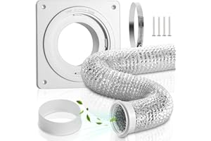 Fosenlion Dryer Vent Wall Plate with Hose(4 inch 8 feet), Twist Lock Dryer Vent Connector Kit, 4 Inch Dryer Duct Connector Flange, for Wall Exhaust Vent, Ceiling or Warmhouse Air Circulation
