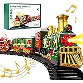 Train Set for Kids 3-5 4-7 4-8, Classic Christmas Electric Train Toys Set with Locomotive Engine, Lights & Sound, Tracks for