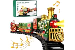Train Set for Kids 3-5 4-7 4-8, Classic Christmas Electric Train Toys Set with Locomotive Engine, Lights & Sound, Tracks for 