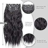 AliLeader Black Hair Extensions Clip in 20 Inches 4Pcs Synthetic Curly view 4