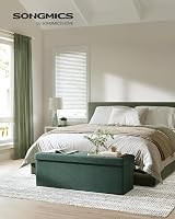 SONGMICS MAZIE Collection Storage Ottoman Bench 110 cm Foldable Green view 2