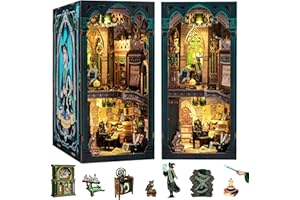 CUTEBEE Book Nook Kit, DIY Booknook Miniature House Tiny House 3D Wooden Puzzle Dollhouse Kit for Adults and Teens, Bookshelf Insert Decor, DIY Craft Gift Model Build