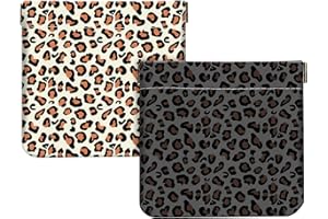 SUMLLIAY 2Pcs PU Leather Small Squeeze Coin Purse Pouch Mini coin Bag Unique And Cute Wallet Cosmetic Bags Change Bag For Women Girls Men （Leopard Print D