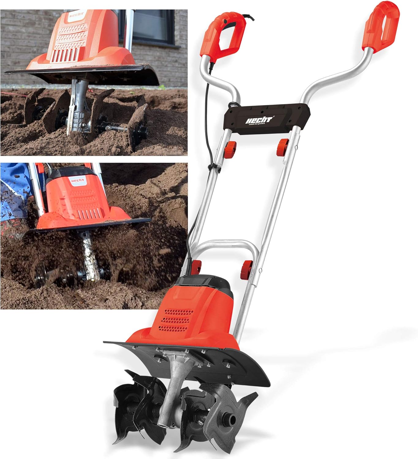 Brandneue Hecht Bodenhacke für einen schönen Garten – Perfekt zum auflockern und umgraben Ihrer Erde – Mit 36,5 cm Arbeitsbreite und leistungsstarken 1000 Watt Motor (Rot)