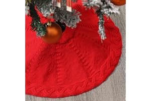 TWSANTAMAS Mini Red Tree Skirt,19 Inches Knitted Christmas Tree Skirt,Christmas Tree Decorations, Farmhouse Christmas Decor Xmas Holiday Home Party Decorations