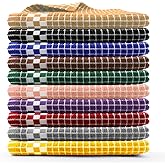 Fecido Classic Dark Kitchen Dish Towels with Hanging Loop - Heavy Duty Absorbent Dish Clothes - European Made 100% Cotton Tea Towels - 10 Pack, Multi Color