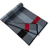Lindoro Merino Wool Scarf for Men, Tartan Warm Lightweight Plaid Winter Long Scarves w/Gift Box