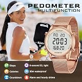 Hearkent Pedometer Watch for Women Rose Gold 30m Waterproof 36mm LCD view 2