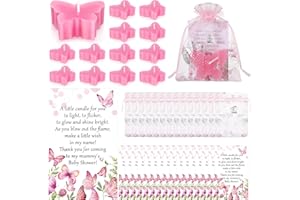 MTLEE 50 Sets Butterfly Baby Shower Party Favors for Guests 50 Butterfly Tea Lights Candles 50 Thank You Cards with Bags Baby Shower Decorations Gender Reveal Return Gift(Pink)