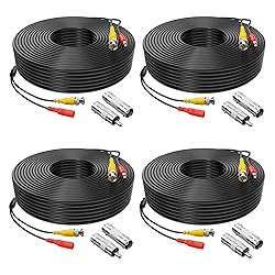 Omilik 4 Pack 100ft BNC Video Power Cable Security