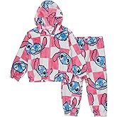 Disney Stitch Girls’ Zip-Up Woobie Hoodie and Jogger Pants Set, 2-Piece Plush Outfit