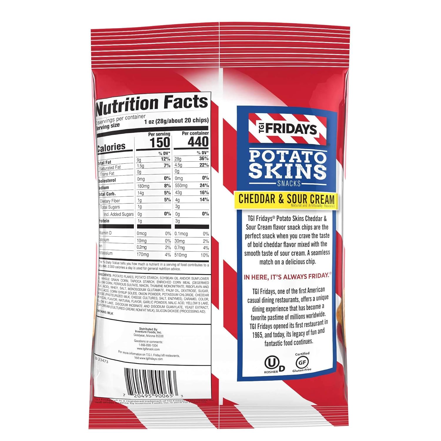 Amazon Com Tgi Friday S Potato Skins Snack Chips Cheddar Sour Cream 3 0 Oz 6 Count