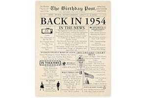 STUFF4 70th Birthday Poster Unframed - Back In 1954 Newspaper - Happy 70th Birthday Gifts for Men Women Vintage Retro Born In 1954, 8x10 Inch Seventy Seventieth Bday Party Decor Decoration