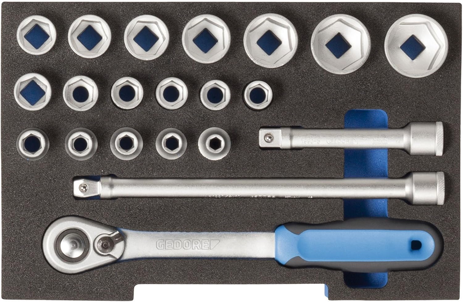 Gedore Socket Set 1/2 L-Boxx 136 Module 1100 CT1 - 19 1/2 Inch, Silber, Steckschlüssel-Satz 1/2''