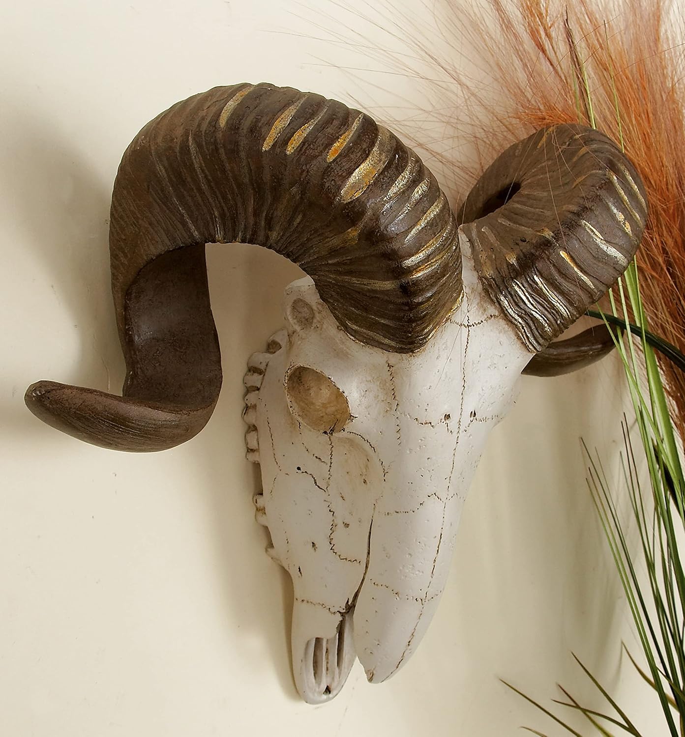 Deco 79 44737 Polystone Wall Ram Skull Décor, 14