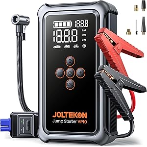 Joltekon Jump Starter with Air Compressor, 5000A Portable Car Battery Jumper Starter(ALL Gas/10L Die...