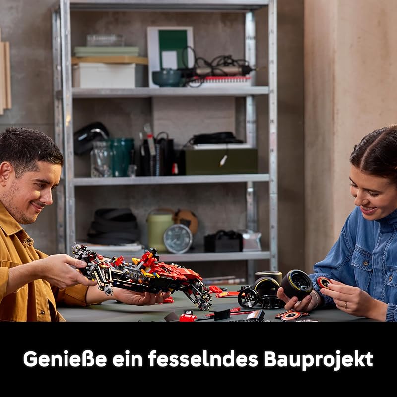 Technic Ferrari SF-24 F1 Rennauto - Modellauto für Erwachsene - Formel 1 Set zum Sammeln - V6-Motor, Getriebe, Lenkung und DRS im Maßstab 1:8 - Geschenk für Motorsport & Rennwagen Fans - 42207