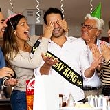 IRYNA Birthday King Sash Black Gold Letter Birthday Banner Men Adult Party Gift view 7