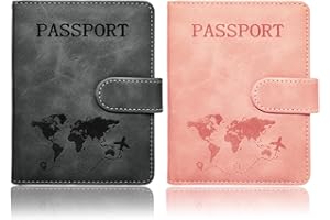 SOVIROSE Passport Holder for Travel Essentials, 2 Pack Rfid Passport Cover for Women Men