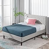 Zinus Shalini Upholstered Platform Bed Frame, Mattress Foundation, Wood Slat Support, No Box Spring Needed, Easy Assembly, Light Grey, Full
