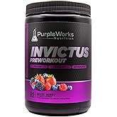 PurpleWorks Nutrition Pre Workout, Vitamin D for Immune Support, with Creatine, Beta-Alanine, and Caffeine for Energy, Keto Friendly, Mixed Berry, 30 Servings