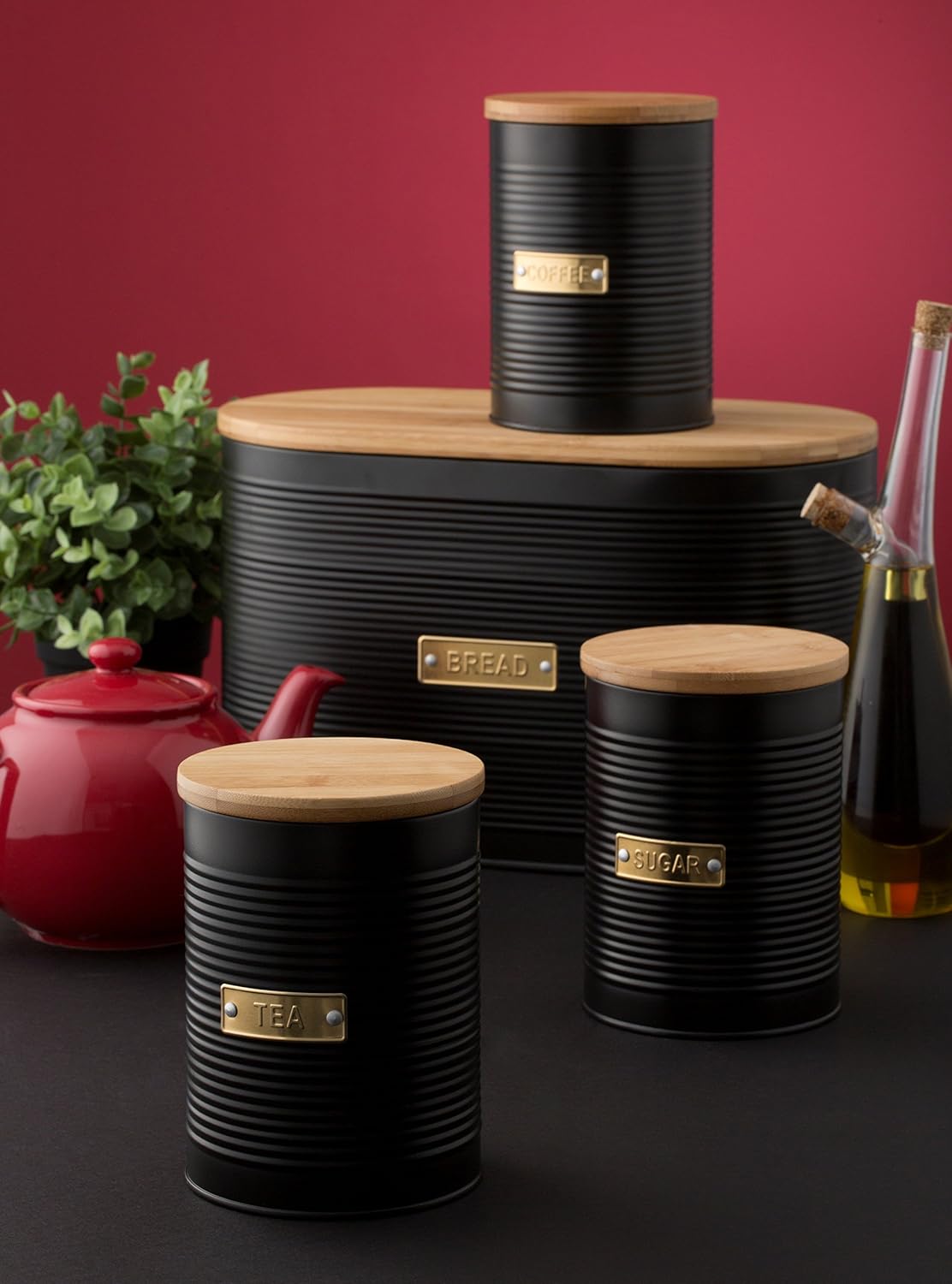 Gold Matte Black 1.4 Litre Typhoon Living Otto Airtight Sugar Storage