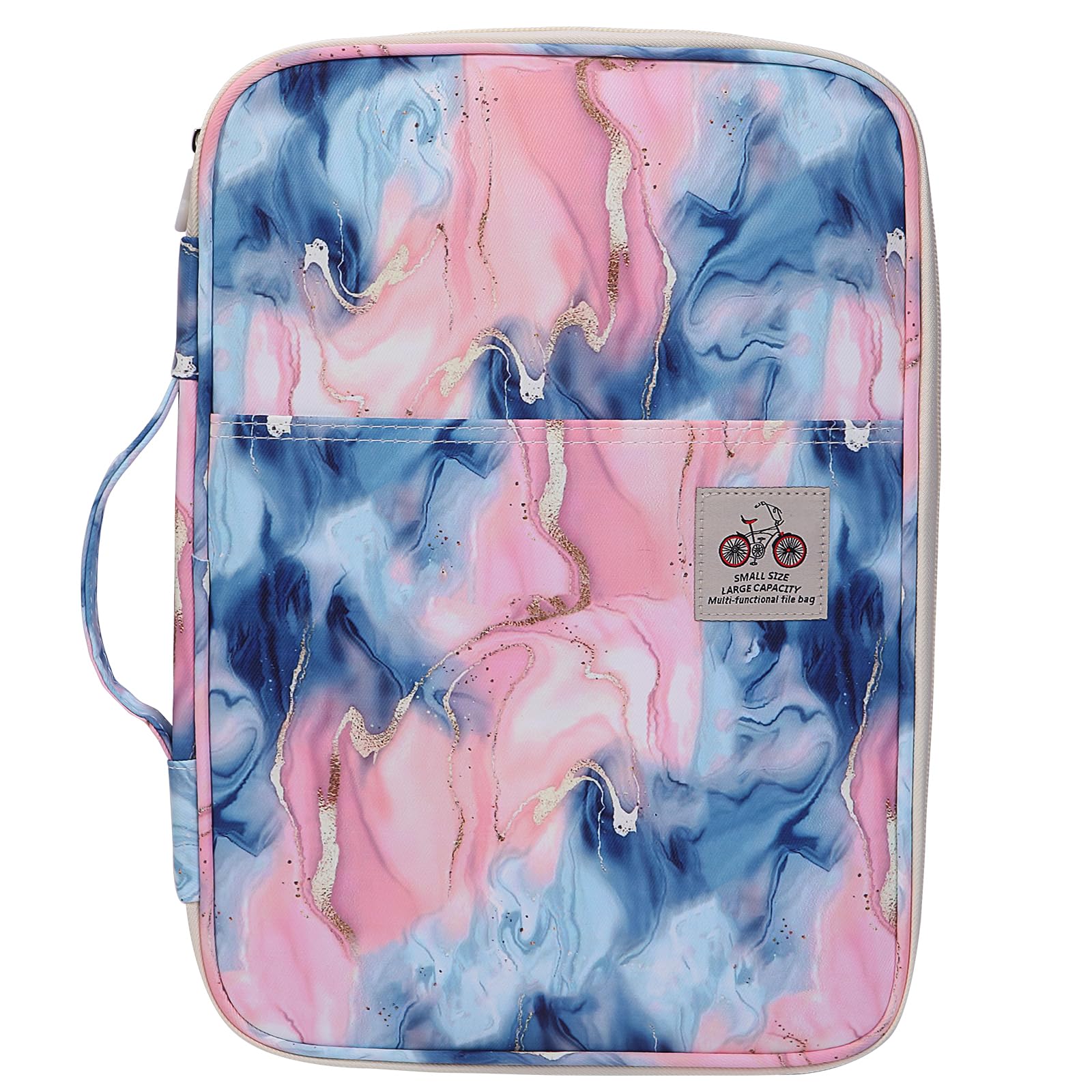 JAKAGO Waterproof A4 Portfolio Folder, Business Document Holder, Travel Organizer Multifunctional Zippered Case for Holiday Travel/Working Daily Use (LSpink)