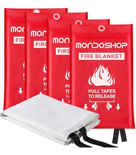 Set Di 5 Coperte Antincendio Di Emergenza - Protezione Ignifuga Fino A 580°C - Per Cucina, Auto, Campeggio