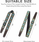 Nefelibata Guitar Strap Embroidered Cotton with Cowhide Ends 38–64in view 7