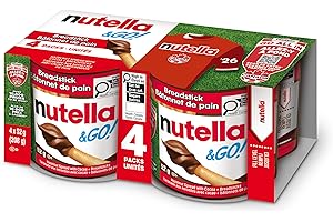 NUTELLA & GO! Hazelnut And Cocoa Spread With Breadsticks; Snack Packs; Perfect Bulk Snacks for Kids; 52 Grams; Pack of 4