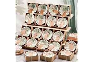 SiliFine 24 Pcs Wedding Favors for Guests Small Ceramic Bowl Bulk Gifts Set 3.3 Inch Floral Design Mini Dipping Sauce Dish with Card Box for Bridal Pooja Baby Shower Birthday Guest Gift (Sage Green)