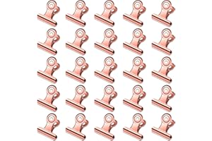 ORCIELO 30 Pack Small Bull Clips 0.87 Inch Mini Metal Hinge Clips Binder Paper Hinge Clip for Office, Home, School, Shops, Rose Gold, 22mm