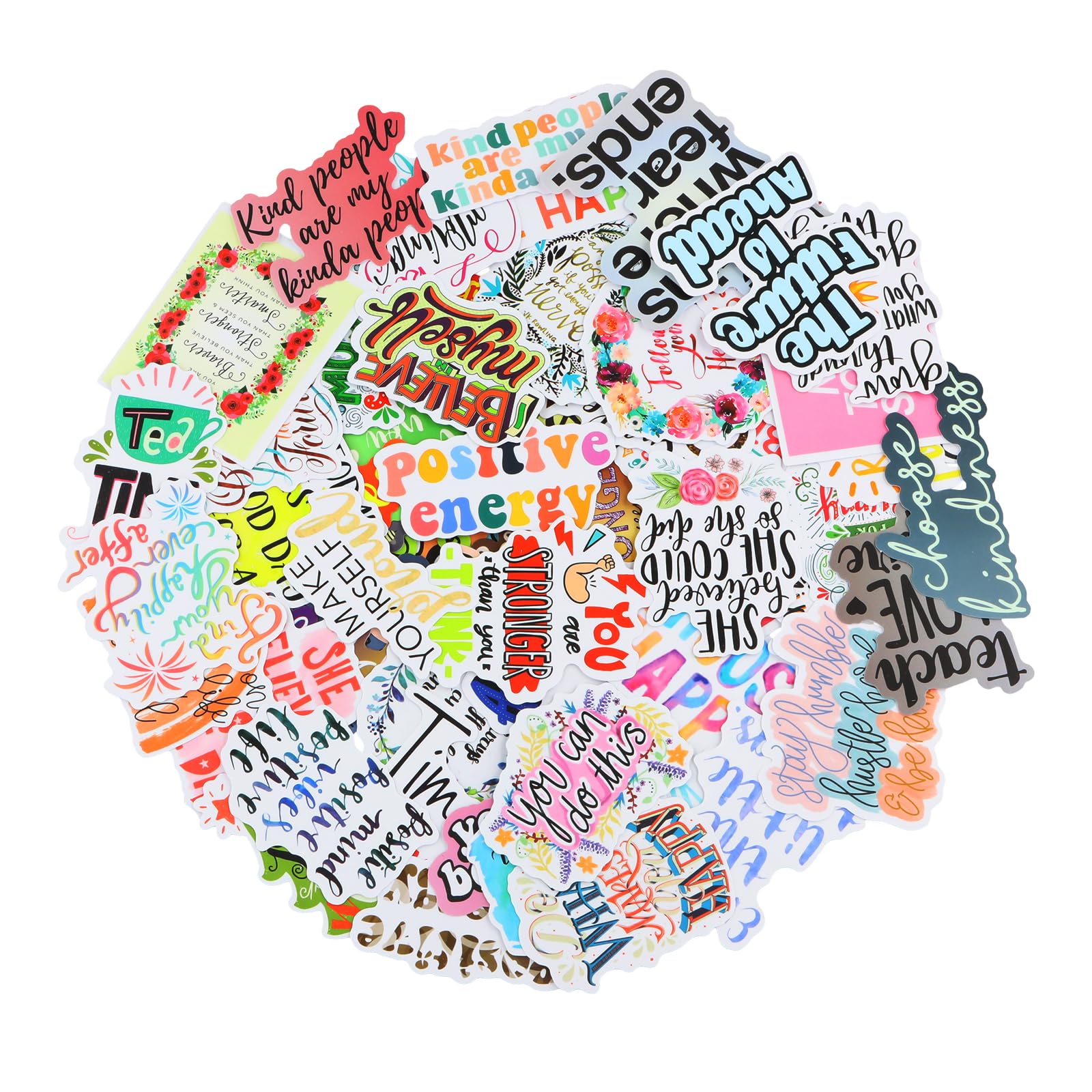 Volumoon Motivational Quote Stickers - 100pcs Positive Affirmation Phrases, Waterproof for Water Bottles, Books, Laptops, Skateboards