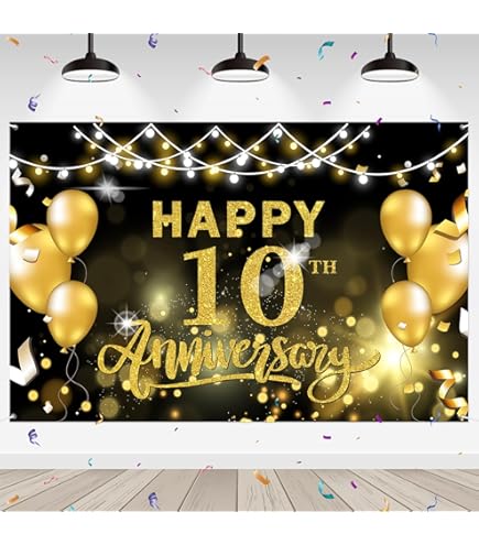 Amazon.com: HAMIGAR 6x4ft Happy 10th Anniversary Banner Backdrop