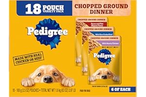 PEDIGREE Chopped Ground Dinner Adult Wet Dog Food Variety Pack, (18) 3.5 oz. Pouches