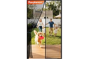 Flux Phenom Magnetic Screen Door - Bugs Out, Breeze in - 9min Install Auto-Sealing Heavy Duty Double Stitched Mesh, 52 Magnet
