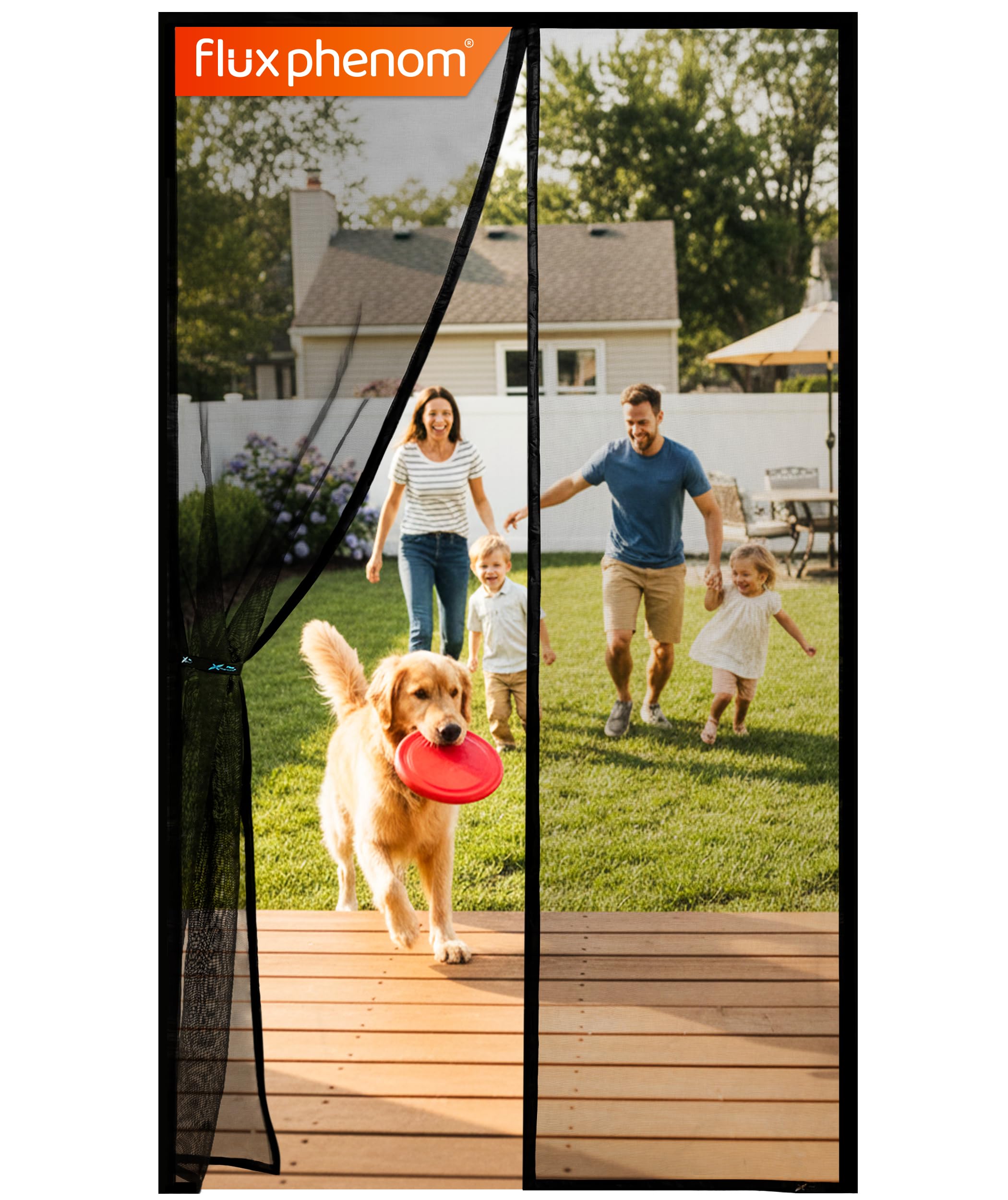 Magnetic Fly Screen Door - Heavy Duty Fine Mesh Door Fly Screen, Auto-Sealing with 52 Magnets, No Drill Installation, See-Through Mesh, Pet & Kid Friendly Fly Screens for Doors, 97x208 cm (2025 Model)