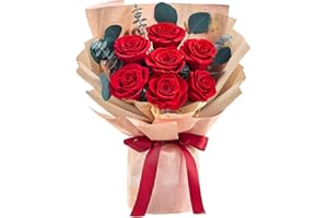 Mosstory Roses Bouquet 7-Piece Forever Flowers Bouquet Flowers Fresh Bouquet Delivery Prime Gift for Wife Mothers Day Valentines Day Anniversary Birthday Graduation (Red Roses)