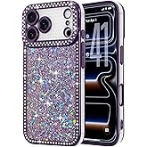 Lafunda for iPhone 17 Pro Case Glitter, Luxury Shiny Bling Sparkly Bumper Cover with Crystal Diamonds for Women Girls Soft TPU Slim Shockproof Protective Phone Case for iPhone 17 Pro 6.3", Purple