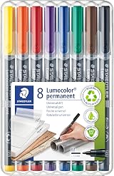 Staedtler 317 WP8 Lumocolor Permanent Pen Medium 1.0mm Assorted 8 Pack