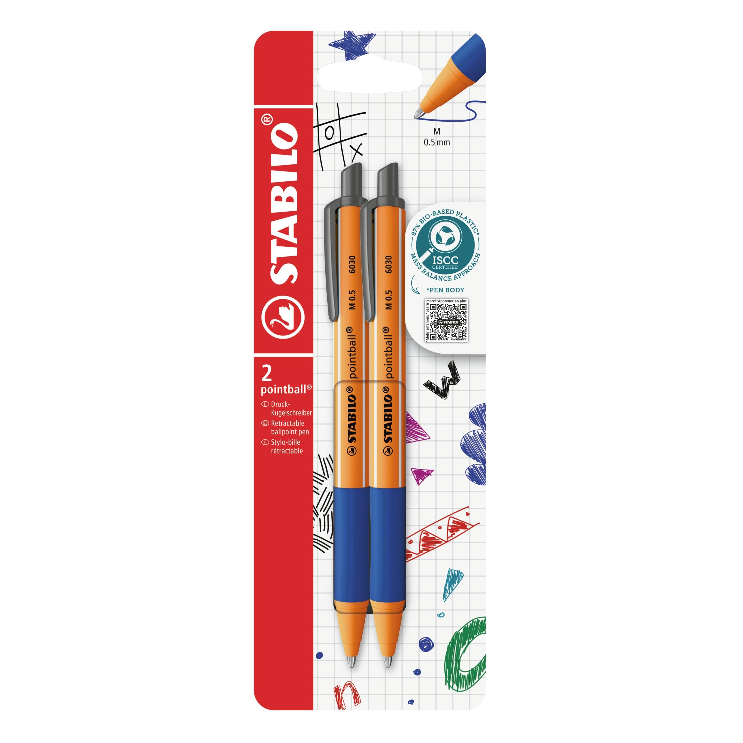 STABILO pointball - Ballpoint Pen - Pack of 2 - Blue
