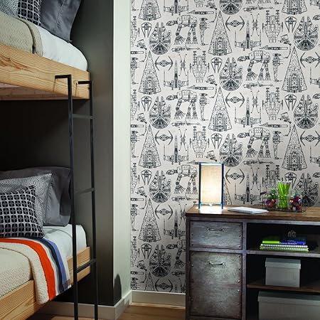 Amazon Com Roommates Star Wars Blueprint Peel And Stick Wallpaper